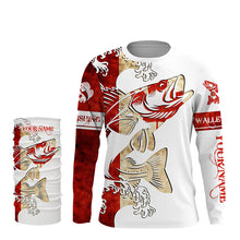 Load image into Gallery viewer, Canada Flag Walleye Fishing Custom long sleeve performance Fishing Shirts, Walleye Fishing jerseys NQS3875