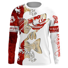 Load image into Gallery viewer, Canada Flag Walleye Fishing Custom long sleeve performance Fishing Shirts, Walleye Fishing jerseys NQS3875