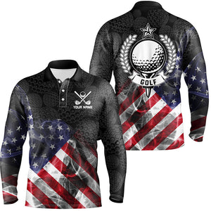 Smoke American Flag Black Camo Men golf polo shirts custom patriotic golf shirts for men golf gifts NQS8421