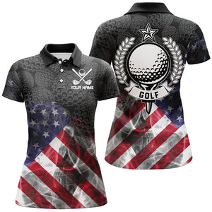 Smoke American Flag Black Camo Women golf polo shirts custom patriotic golf shirt for women golf gifts NQS8421