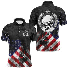 Load image into Gallery viewer, Smoke American Flag Black Camo Men golf polo shirts custom patriotic golf shirts for men golf gifts NQS8421