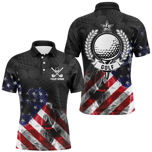 Smoke American Flag Black Camo Men golf polo shirts custom patriotic golf shirts for men golf gifts NQS8421