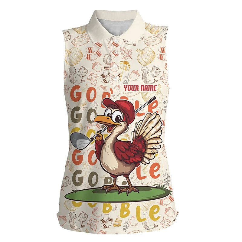 Funny Thanksgiving Turkey Women sleeveless polo shirts custom women's golf outfits golf gifts NQS8625