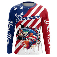 Load image into Gallery viewer, Red, White and Blue American Flag Largemouth Bass Fishing Custom patriotic Bass fishing team jerseys NQS9121
