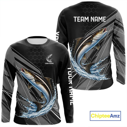 Personalized Black camo Cobia Fishing Jerseys, Cobia Tournament fishing team shirts NQS11380
