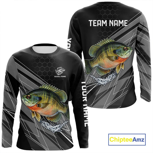 Personalized Black camo Bluegill Fishing Jerseys, Bluegill Tournament fishing team shirts NQS11381
