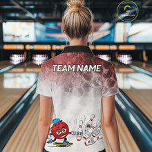 Load image into Gallery viewer, Funny Bowling Polo Shirts For Women, 1/4 zip shirts Custom Bowling Team Jerseys Gift For Bowler | Red NQS11388