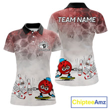 Load image into Gallery viewer, Funny Bowling Polo Shirts For Women, 1/4 zip shirts Custom Bowling Team Jerseys Gift For Bowler | Red NQS11388