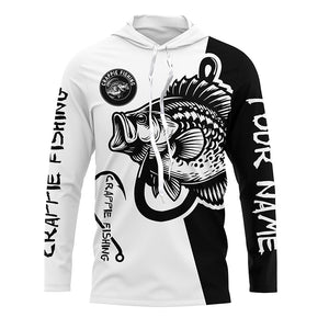 Crappie fishing black and white Customize name long sleeves fishing shirts NQS1581