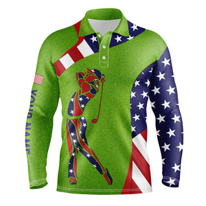 Personalized American flag patriot golf green grass mens golf polo shirts custom golf gifts for men NQS5639