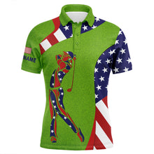 Load image into Gallery viewer, Personalized American flag patriot golf green grass mens golf polo shirts custom golf gifts for men NQS5639