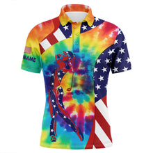 Load image into Gallery viewer, Personalized American flag patriot golf tie dye mens golf polo shirts custom golf gifts for men NQS5640