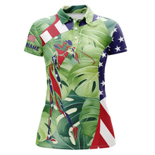 Load image into Gallery viewer, Personalized American flag patriot golf green tropical Womens golf polo shirts custom name golf gifts NQS5641