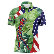 Load image into Gallery viewer, Personalized American flag patriot golf green tropical mens golf polo shirts custom golf gifts for men NQS5641