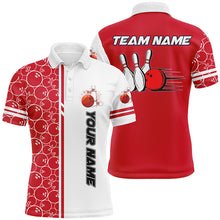 Load image into Gallery viewer, Men Bowling Polo, 1/4 Zip Shirt Custom white &amp; red camo vintage bowling shirts, mens bowling jersey NQS8177