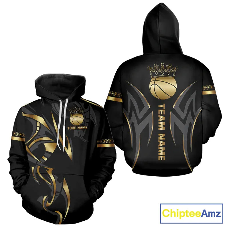 Black and Gold crown Basketball Vest, T-shirt, Hoodie, Long sleeve Custom Bowling Team jerseys NQS11392