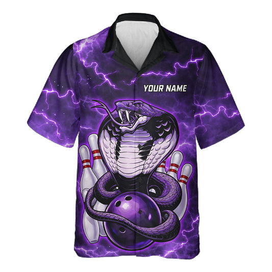 Purple Lightning thunder snake Hawaiian bowling shirts Custom button up bowling shirts NQS11402