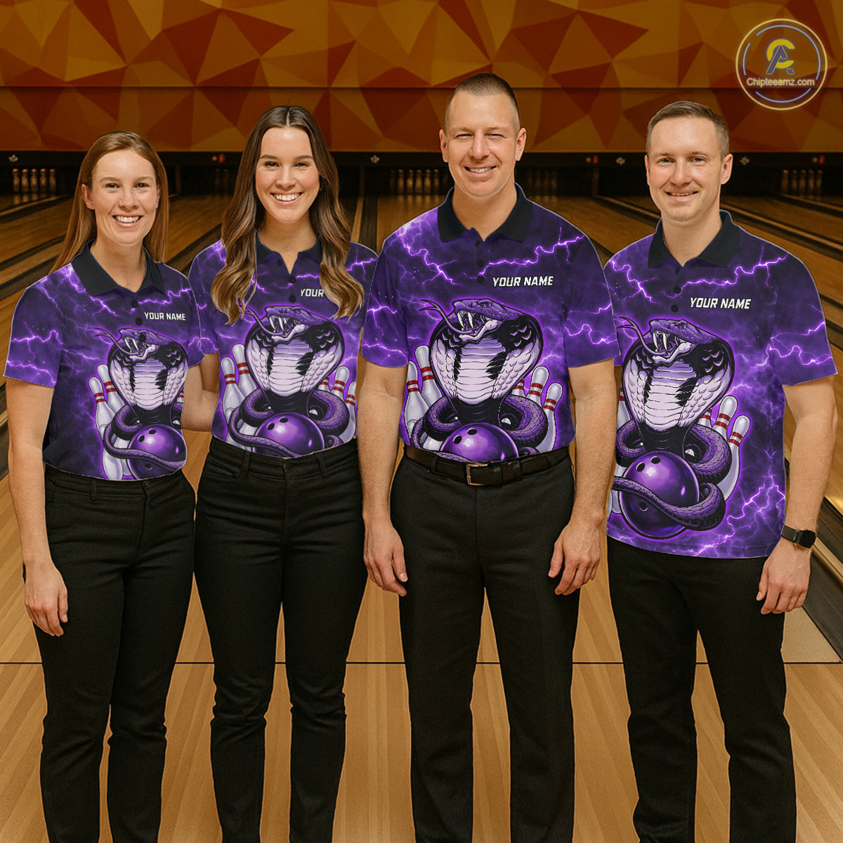 Purple Lightning thunder snake women's bowling shirts Custom bowling league shirts, gifts for bowlers NQS11402