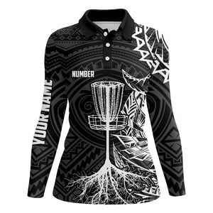 White tribal Womens disc golf polo shirt custom black disc golf basket jerseys team ladies disc golf NQS7585