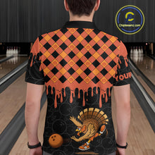 Load image into Gallery viewer, Funny Bowling Turkey Thanksgiving Mens Bowling Shirt Orange Pumpkin Custom Team Bowling Jersey NQS10840