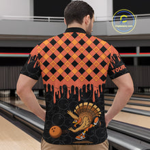 Load image into Gallery viewer, Funny Bowling Turkey Thanksgiving Mens Bowling Shirt Orange Pumpkin Custom Team Bowling Jersey NQS10840