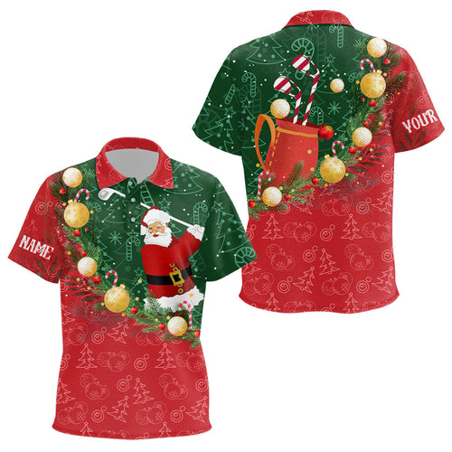 Christmas Santa Playing Golf Kid golf polo shirts Custom Christmas golf outfit For Kid Golf Gifts NQS8737