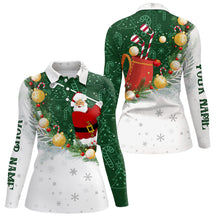 Load image into Gallery viewer, Santa Playing Golf Christmas Pattern Womens golf polo shirts Custom Golf Outfit For Women Golf Gifts NQS8207