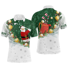 Load image into Gallery viewer, Santa Playing Golf Christmas Pattern Mens Golf Polo Shirt Custom Golf Outfit For Men Golf Gifts NQS8207