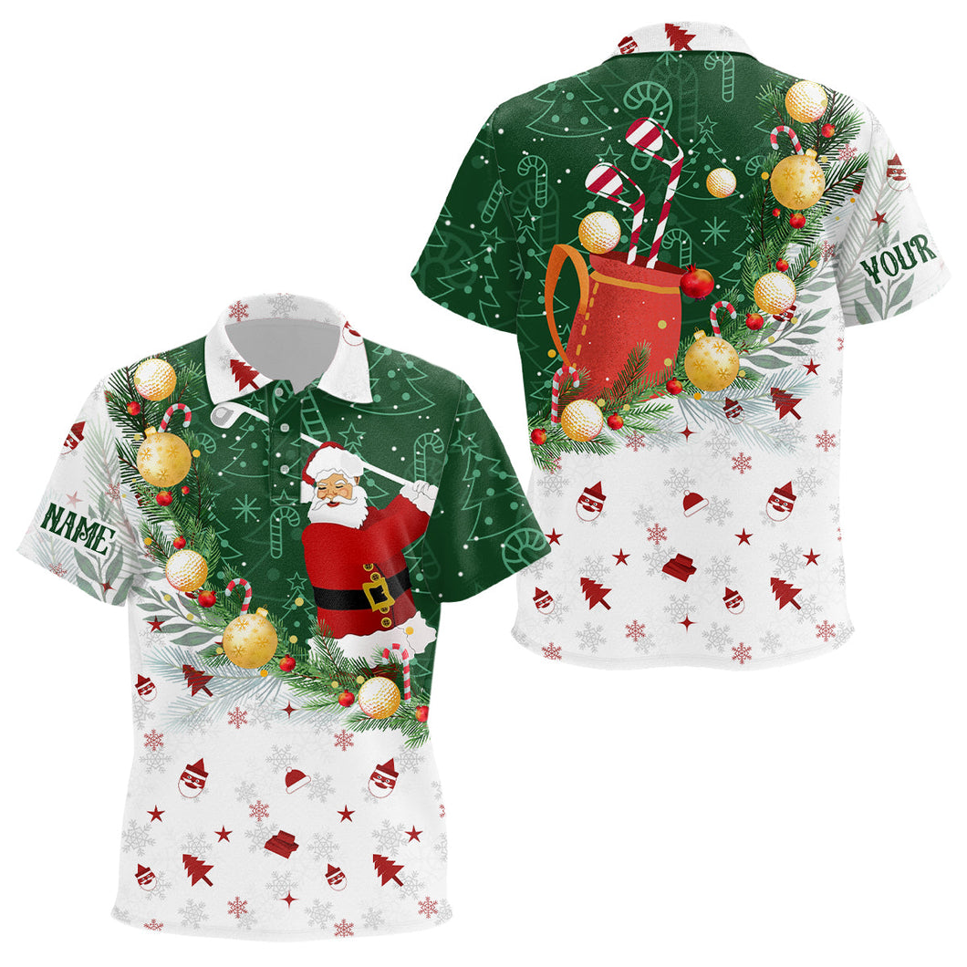 Christmas Santa Playing Golf Kid golf polo shirts Custom Christmas golf outfit For Kid Golf Gifts NQS8208
