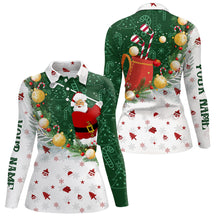 Load image into Gallery viewer, Christmas Santa Playing Golf Womens golf polo shirts Custom Christmas golf outfit For Women Golf Gifts NQS8208