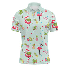 Load image into Gallery viewer, Pink Flamingo Christmas Green Pattern Men golf polo shirt custom Christmas gifts for team golfer NQS8901