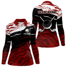 Load image into Gallery viewer, Red, white and black camo Womens Golf Polo Shirts custom women golf tops gifts for the golfer NQS9150