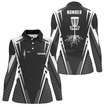 Load image into Gallery viewer, Black and white Disc golf jersey custom name &amp; number women polo shirts disc golf outfit NQS6129