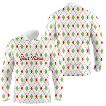 Load image into Gallery viewer, Personalized Mens golf polo shirts custom Christmas argyle pattern team golf attire for men NQS8932