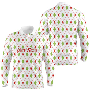 Personalized Mens golf polo shirts custom Christmas argyle pattern team golf attire for men NQS8932