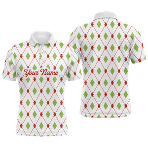 Personalized Mens golf polo shirts custom Christmas argyle pattern team golf attire for men NQS8932