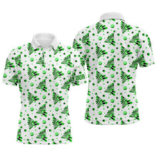 Load image into Gallery viewer, Personalized Mens golf polo shirts custom Christmas green pine tree pattern team golf attire for men NQS8933