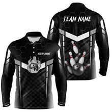 Load image into Gallery viewer, Personalized Bowling Polo, Quarter Zip Shirts For Men Custom Bowling Team Jerseys | Black NQS8479