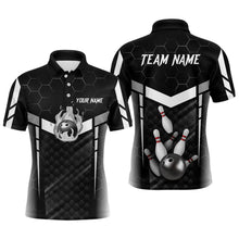 Load image into Gallery viewer, Personalized Bowling Polo, Quarter Zip Shirts For Men Custom Bowling Team Jerseys | Black NQS8479