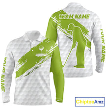 Load image into Gallery viewer, Green and White golf ball pattern Mens golf polo shirts custom team name mens golf clothes NQS9974