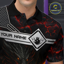 Load image into Gallery viewer, Black And Red Flame Custom Dragon Bowling Shirts For Men, Bowling League Shirts NQS11070