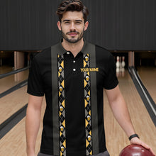 Load image into Gallery viewer, Personalized Black Retro Bowling shirts For Men custom Here for the beer bowling team jerseys NQS9409