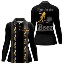 Load image into Gallery viewer, Personalized Black Retro Bowling shirts For Women custom Here for the beer bowling team jerseys NQS9409