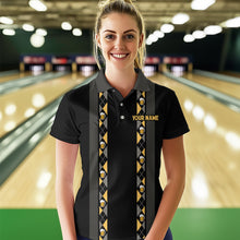 Load image into Gallery viewer, Personalized Black Retro Bowling shirts For Women custom Here for the beer bowling team jerseys NQS9409