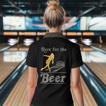 Load image into Gallery viewer, Personalized Black Retro Bowling shirts For Women custom Here for the beer bowling team jerseys NQS9409