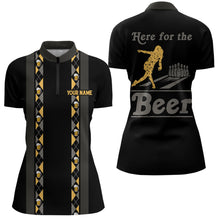 Load image into Gallery viewer, Personalized Black Retro Bowling shirts For Women custom Here for the beer bowling team jerseys NQS9409