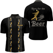 Load image into Gallery viewer, Personalized Black Retro Bowling shirts For Men custom Here for the beer bowling team jerseys NQS9409