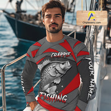 Load image into Gallery viewer, Gray and Red Crappie Fishing Jersey Custom Crappie Fishing Shirt for Team, personalized fishing gifts NQS10898