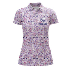 Load image into Gallery viewer, Purple palm tree golf clubs pattern Women golf polo shirts custom golf shirts for ladies, golf gifts NQS6879