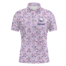 Load image into Gallery viewer, Purple palm tree golf clubs pattern Mens golf polos shirts custom golf shirts for men, golfing gifts NQS6879